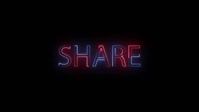 Neon share text animation with red and blue glow on black background - Powered by Shutterstock - Get 15% off with code: PIKWIZARD15