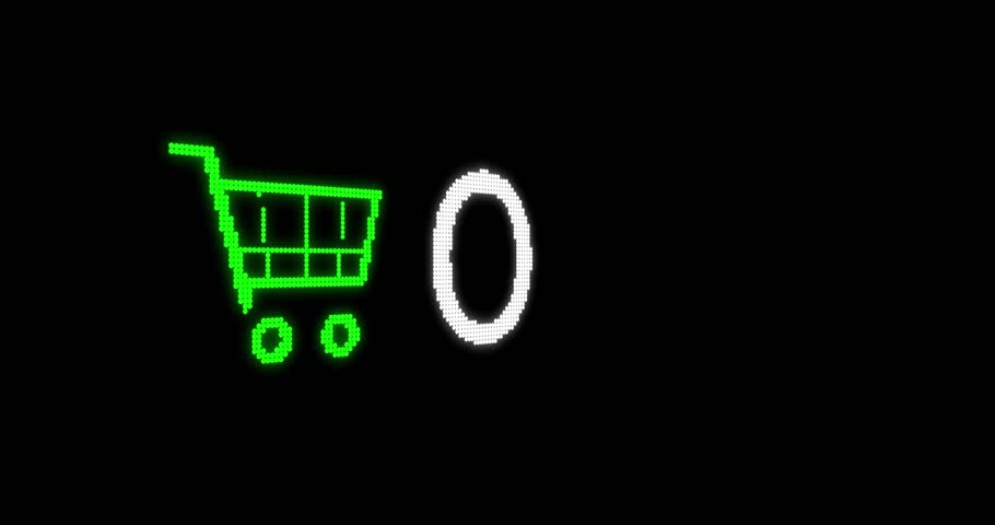 Quick numerical shopping cart design with green shopping cart icon on black background