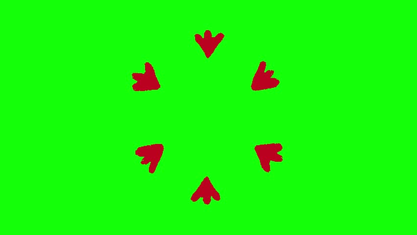 Six Red Arrows moving, circling and pointing towards the center. Business Icon, illustration, direction, graphic, vector