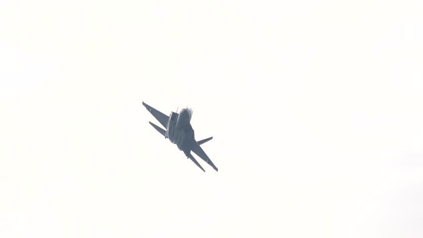 Korean twin-seat KF-21 Boramae fighter performing a demonstration flight.