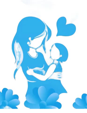 Mother Holding Baby Silhouette with Hearts, Mom and Child Love