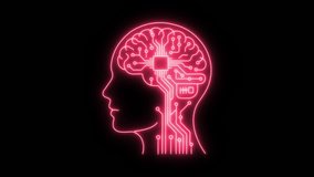 Red Neon Human Head Silhouette with Circuit Brain on Transparent Background video. Alpha Channel. - Powered by Shutterstock - Get 15% off with code: PIKWIZARD15