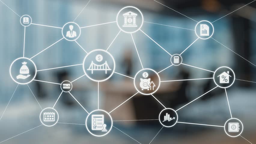 Loan icons represent debt, repayment, and financial planning. Loan supports banking, loan connects credit with payment systems, and loan helps manage interest effectively. Gist