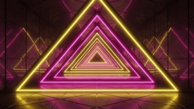  3D neon triangle portal with bright light edges and cyberpunk style - Powered by Shutterstock - Get 15% off with code: PIKWIZARD15