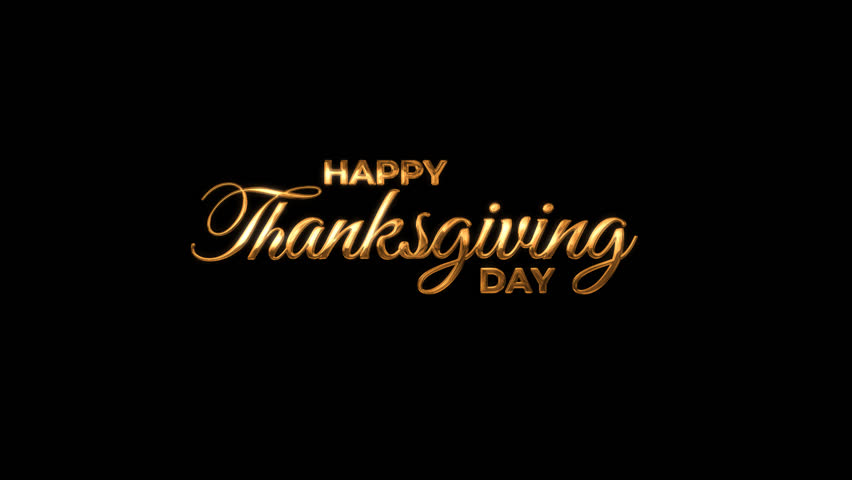 "Elegant Golden Happy Thanksgiving Day Lettering and Caligraphy Text for Holiday Greeting Designs on dark or transparent backgrounds"
