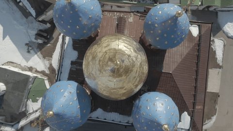 Aerial View of Ryazan Kremlin Cathedral Domes