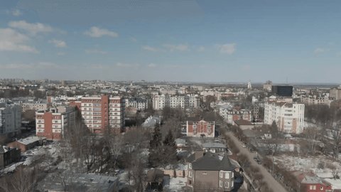 Aerial Panorama of Ryazan City in Winter Sun