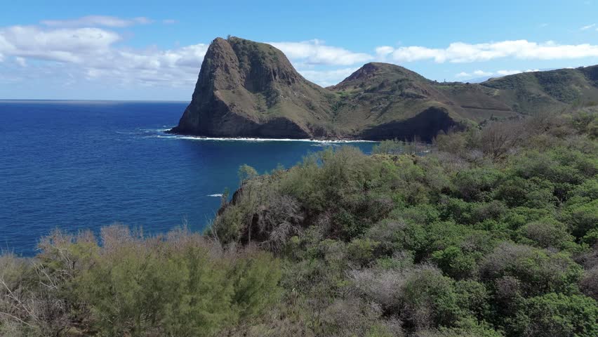 Maui Dramatic Coastal Cliffs Ocean View. Stunning aerial view of Maui