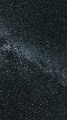 Milky Way Galaxy in Starry Night Sky, Vertical Overhead View of Universe Time