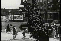 1940s - Good 1942 shots of downtown Chicago, pedestrians, cars and commuters in this film about the development of outdoor advertising and billboards.