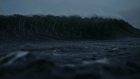 Powerful Ocean Wave Crashing in Winter Sea, Turbulent Sea Waves in Cold Weather Conditions, Dark Sea Wave Rolling Under Stormy Skies - Powered by Shutterstock - Get 15% off with code: PIKWIZARD15