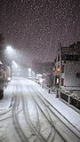 silent snowcovered street, nighttime winter scene with snowfall, calm winter night with drifting snow and glowing windows, serene snowy street illuminated by ambient glow and gentle falling - Powered by Shutterstock - Get 15% off with code: PIKWIZARD15