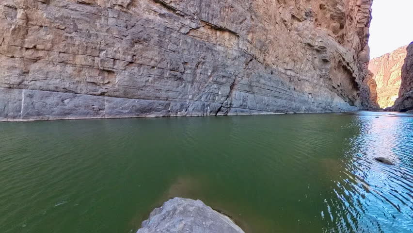 Slow Pan Over Calm Waters of the Rio Grande in Big Bend National Park