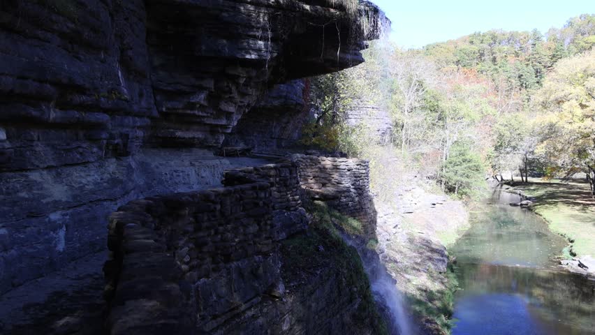 Sunny view of the beautiful autumn landscape in Dogwood Canyon Nature Park at Missouri
