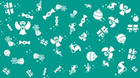 4k animated of pattern christmas seamless with white solid icon of woman angel, candy, giftbox and other. Looping animation for winter holiday background or video presentation - Powered by Shutterstock - Get 15% off with code: PIKWIZARD15