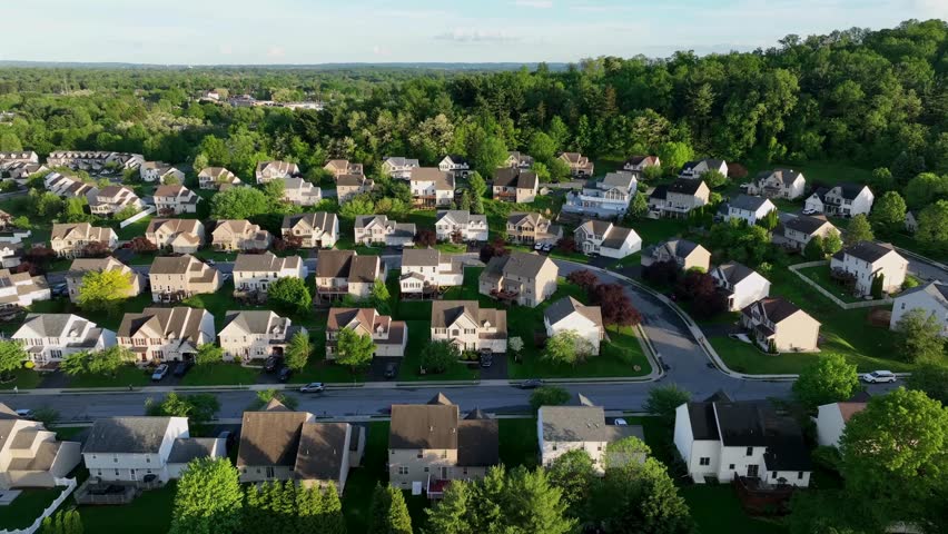 Small Town Residential Area in Spring Summer