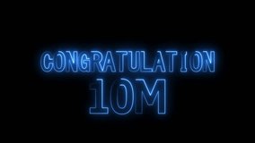 Glowing neon line 10M Ultra 4k icon isolated on black background. Neon 10M text animation on black background.text congratulation 10m animation, 4k video. - Powered by Shutterstock - Get 15% off with code: PIKWIZARD15