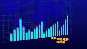 Digital finance visualization featuring world map, coins, charts, and global economic data. World Map Background With Financial Charts Coins And Data globe earth. - Powered by Shutterstock - Get 15% off with code: PIKWIZARD15