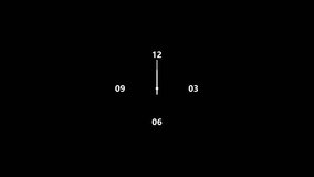 Minimalist Clock Face with Numbers 12 03 06 09 and Hands on Black Background Keywords: clock, time, minimalist, modern, abstract, graphic, design, numbers, 12, 03, 06, 09, hands, hour - Powered by Shutterstock - Get 15% off with code: PIKWIZARD15