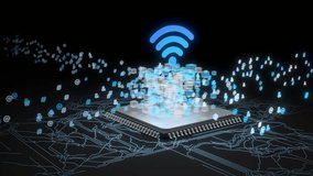 Internet Chip Network 3D Animation can be used in data transmission visuals, digital communication systems, IoT concepts, and global connectivity design - Powered by Shutterstock - Get 15% off with code: PIKWIZARD15