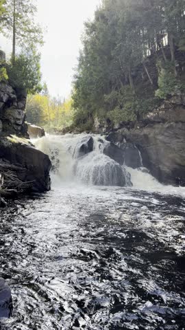 Waterfall at the end of a hike through the forest