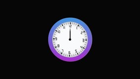 Modern Clock Face with Gradient Bezel Ringing at 12:00 on animation Black Background time watch. 24 hours clock time lapse animation, clock face with numbers on black background. - Powered by Shutterstock - Get 15% off with code: PIKWIZARD15