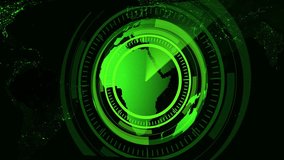 Futuristic Green Earth Globe with HUD Interface and Global Network Overlay world planet animation. Animated green planet Earth surrounded by HUD graphics and global network overlay, technology visual. - Powered by Shutterstock - Get 15% off with code: PIKWIZARD15