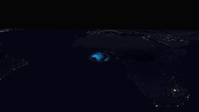 Futuristic HUD Display Over Earth at Night from Orbit heads-up display technology animation. Digital futuristic HUD display hovering over night Earth orbit animated showing heads-up display . - Powered by Shutterstock - Get 15% off with code: PIKWIZARD15