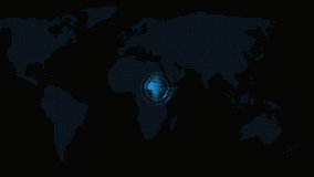 Animated globe Earth with blue digital map and glowing futuristic HUD interface representing technology motion. Blue Digital World Map with Futuristic HUD Interface globe earth animation. - Powered by Shutterstock - Get 15% off with code: PIKWIZARD15