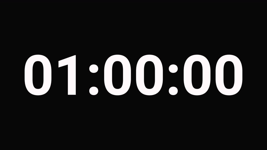 1 minute reverse digital stopwatch timer counting down from 59 to 1 seconds. Realistic countdown display showing minutes, seconds, and hundredths of a second. Modern and precise stopwatch animation 