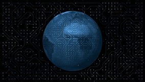 The Digital World: earth globe spinning with circuit board lines on its surface against a futuristic abstract technology background animation, global network, computer science, artificial intelligence - Powered by Shutterstock - Get 15% off with code: PIKWIZARD15