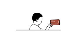 Animated minimalistic icon showing person holding and tapping credit card — concept of e-payment, digital banking, cashless shopping, and secure modern transactions. - Powered by Shutterstock - Get 15% off with code: PIKWIZARD15