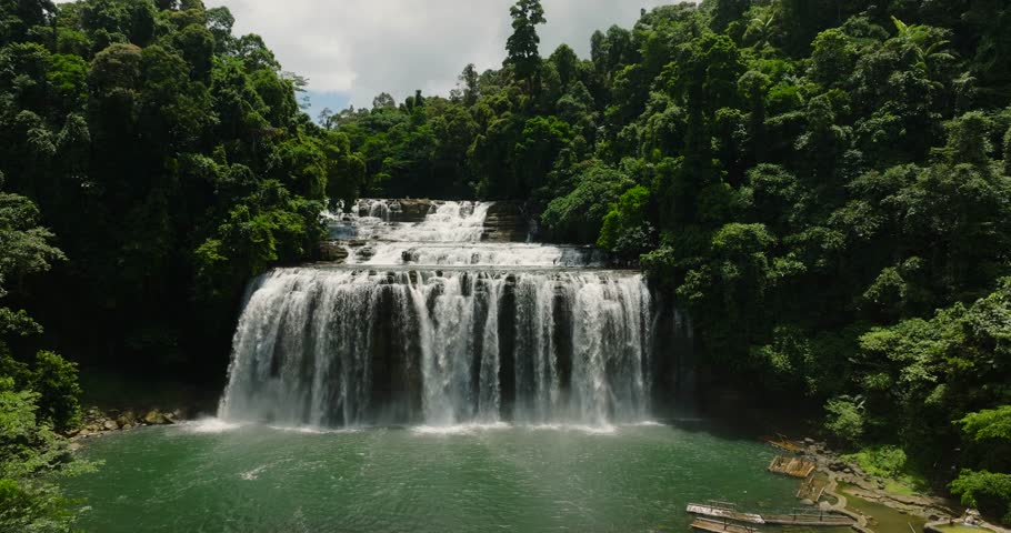 Tropical waterfall in the Philippines. Tinuy-an Falls. Mindanao.