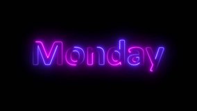 Neon light monday text animation. Modern digital neon shine week name text icon animation with solid background. Neon text animation.. - Powered by Shutterstock - Get 15% off with code: PIKWIZARD15