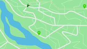 Abstract map animation with two location markers and a river - Powered by Shutterstock - Get 15% off with code: PIKWIZARD15