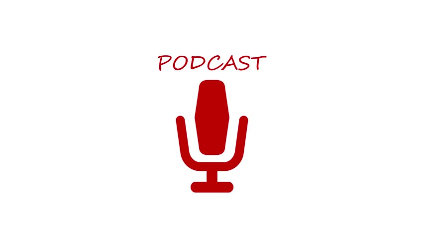 Animated Sound Wave with Microphone Icon, Minimalist Podcast Microphone and Sound Waves