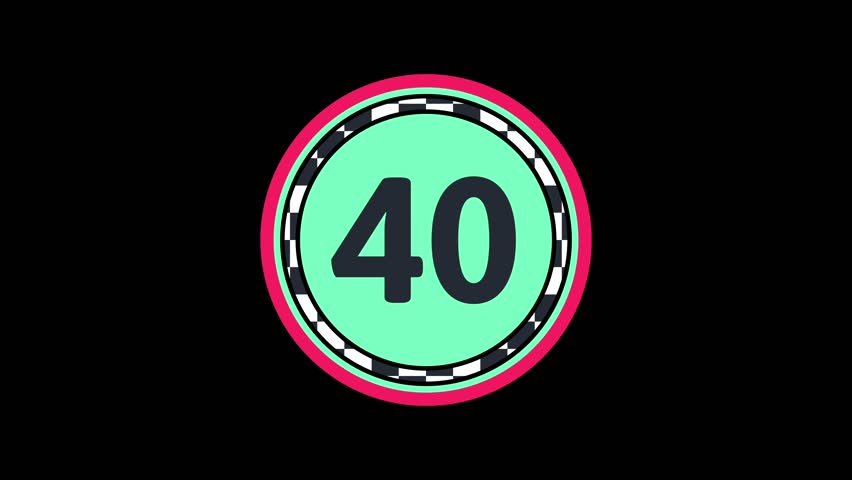 40 second countdown timer showing number inside a green circle with dynamic circular progres animation on black background suitable for deadline timers, presentation