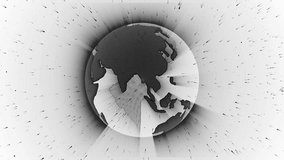 Monochrome Digital Earth with Dynamic Lines, 3D Digital Planet Earth Animation Featuring Rotating Globe with Data Streams and Tech Interface - Powered by Shutterstock - Get 15% off with code: PIKWIZARD15