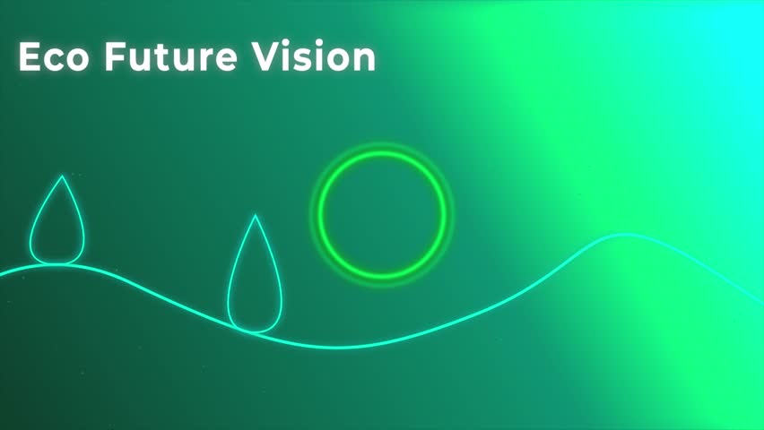 Smooth and minimal eco-themed line animation with glowing gradient background and dynamic camera zoom. Perfect for sustainability promos, green energy presentations, futuristic environmental videos, a
