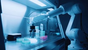 A robotic arm operates in a high-tech laboratory, conducting automated science experiments with precision and innovation, symbolizing the future of research and artificial intelligence. - Powered by Shutterstock - Get 15% off with code: PIKWIZARD15