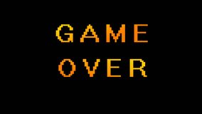 8 bit game over Retro Style Game Over 8 bit Text Animation. Retro video game on black screen. Dark Background Pixelated Text. 4k video
 - Powered by Shutterstock - Get 15% off with code: PIKWIZARD15