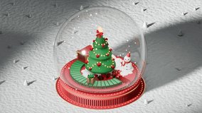 Seamless Loop 3D Animation: Cozy Christmas Snow Globe with Falling Snow and Rotating Gift Boxes on Snowy Background. - Powered by Shutterstock - Get 15% off with code: PIKWIZARD15