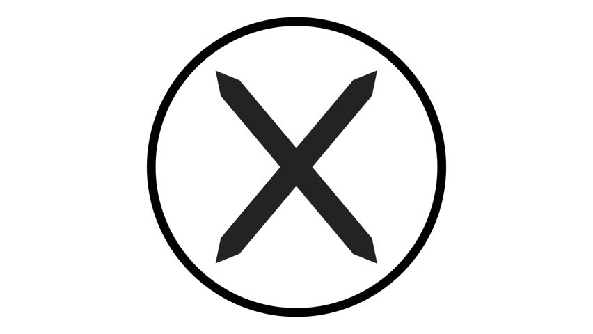 Minimalist outlinr circle round X mark animation, A minimalist logo featuring a stylized letter X within a circle