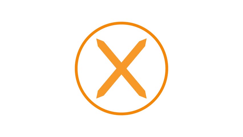 Minimalist outlinr circle round X mark animation, A minimalist logo featuring a stylized letter X within a circle