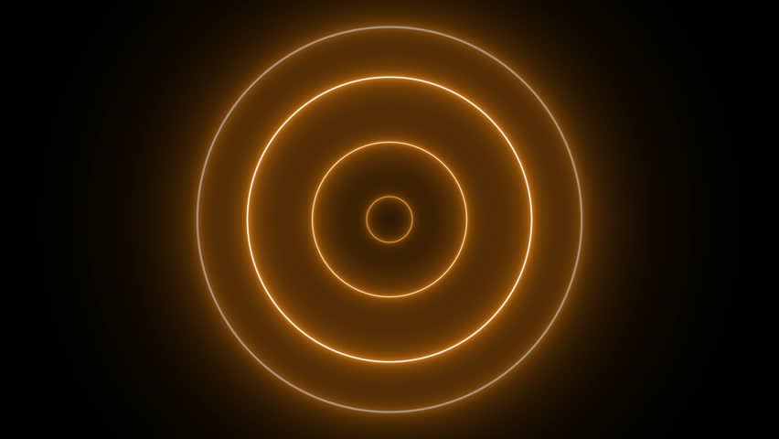 Futuristic Neon Glowing Concentric Circles Radio Waves Signal Animation on a Black Background