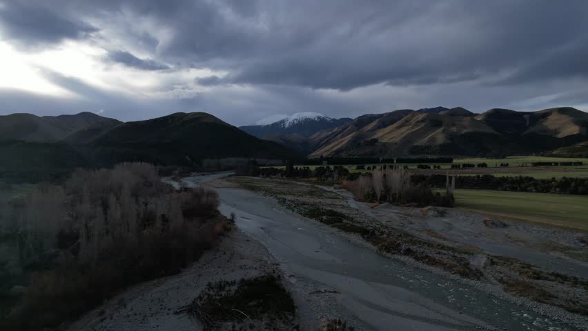 4K Aerial Flyover of Snow-Capped Southern Alps, New Zealand — Scenic Mountain Drone Footage
