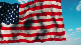 A stunning 3D animation CGI render of the American Flag waving dynamically against a dramatic, cloudy sky. Excellent video footage for patriotism, news, and political themes. - Powered by Shutterstock - Get 15% off with code: PIKWIZARD15