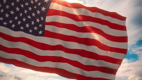 A stunning 3D animation CGI render of the American Flag waving dynamically against a dramatic, cloudy sky. Excellent video footage for patriotism, news, and political themes. - Powered by Shutterstock - Get 15% off with code: PIKWIZARD15