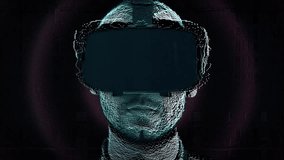 Futuristic hologram of a young man wearing virtual reality glasses, speaking with digital glitches and neon effects, symbolizing AI communication and advanced virtual technology. - Powered by Shutterstock - Get 15% off with code: PIKWIZARD15