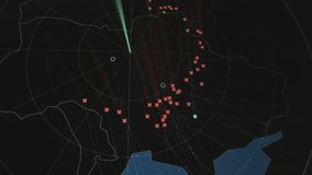 Military radar monitoring Ukraine, detecting enemy activity, digital simulation of surveillance and defense system for security and technology visuals. - Powered by Shutterstock - Get 15% off with code: PIKWIZARD15